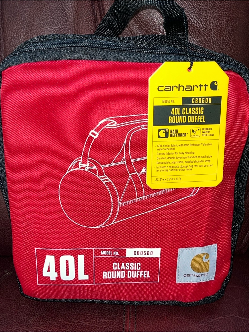 Carhartt Classic Round Duffel Bag in Red with Black Trim